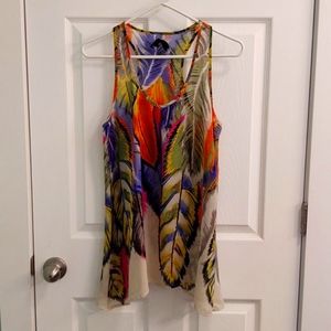 Sleeveless Rainbow Feather Tunic
